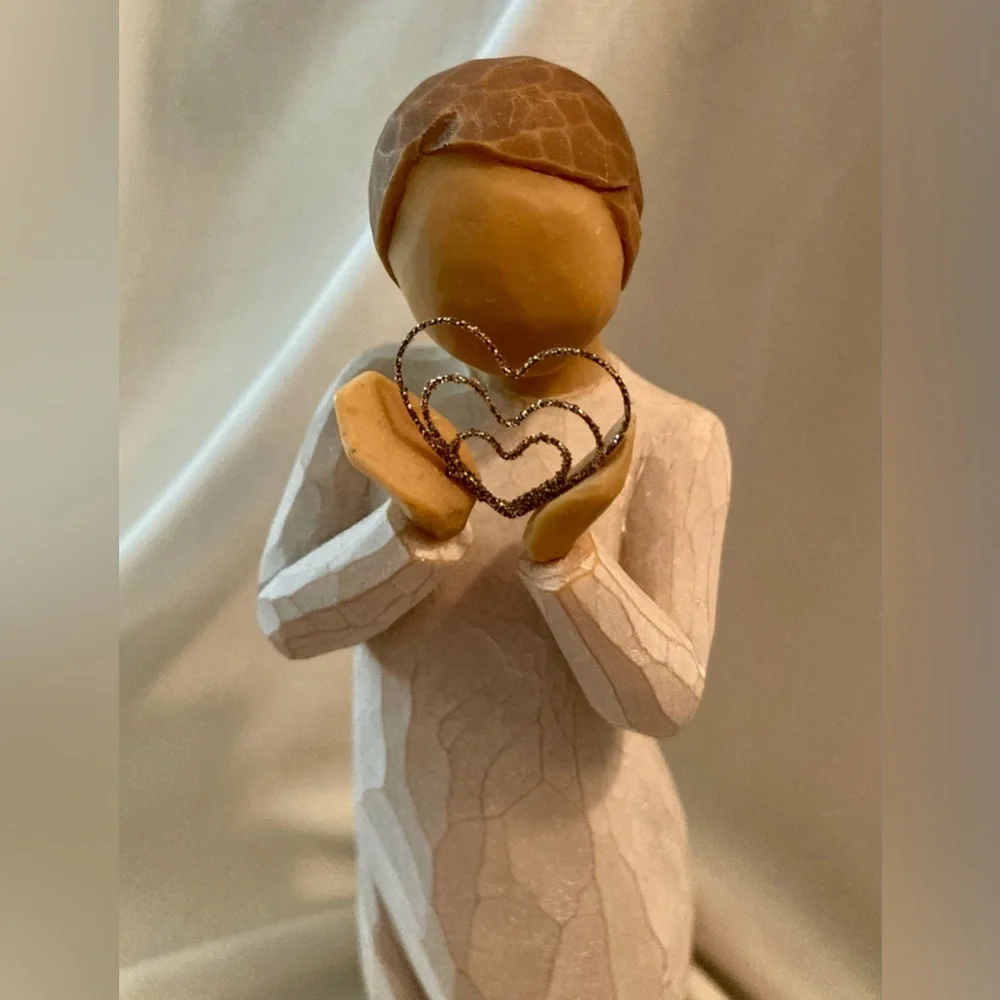 Willow Tree Lots of Love Figurine with Triple Silver Heart Size 5.25”